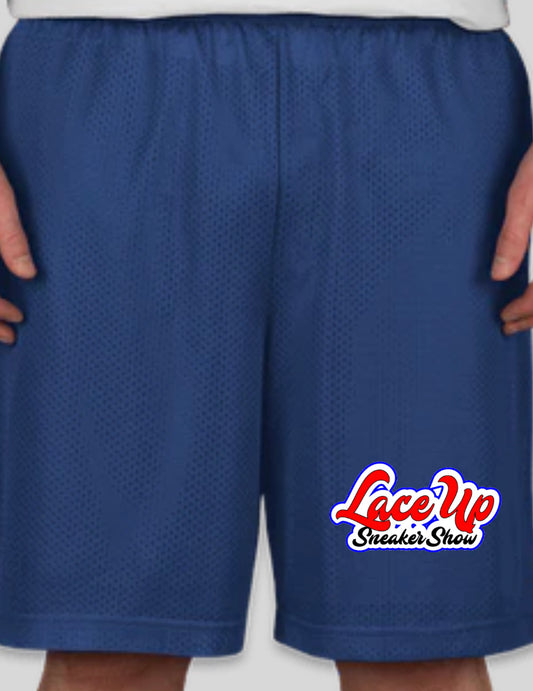 Royal Blue Mesh Laceupsneakershow Shorts