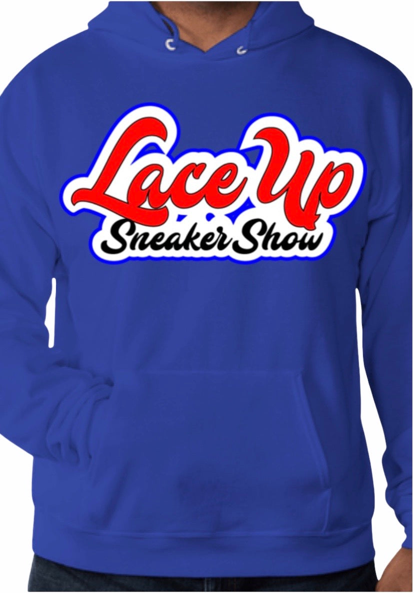 Blue Carpet Style logo Laceupsneakershow hoodie